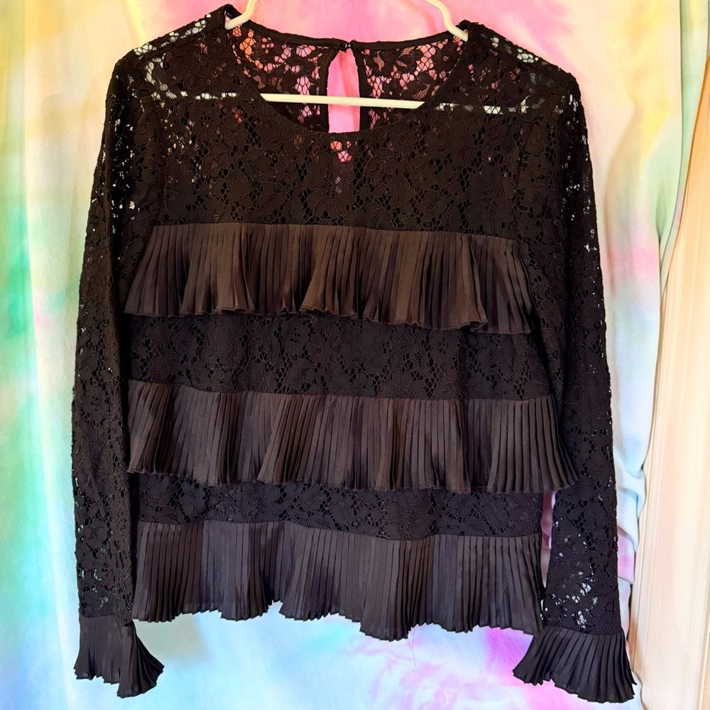 Black J Crew Lacy Flirty Size 6 Blouse